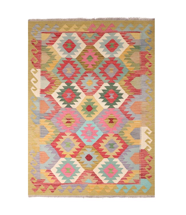 200x152 cm Handwoven Traditional Kelim Area Rug Wool Carpet