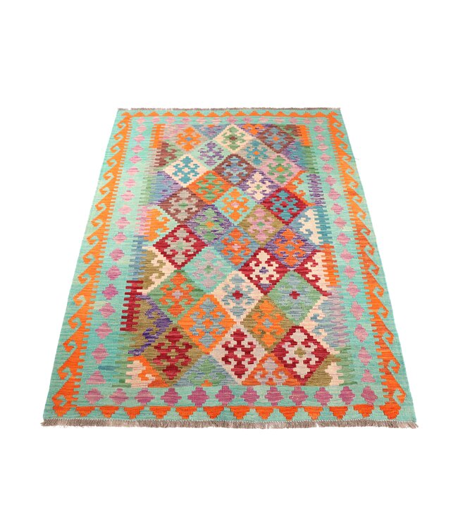 204x157 cm Handgewebter Traditioneller Kelim Teppich Woll