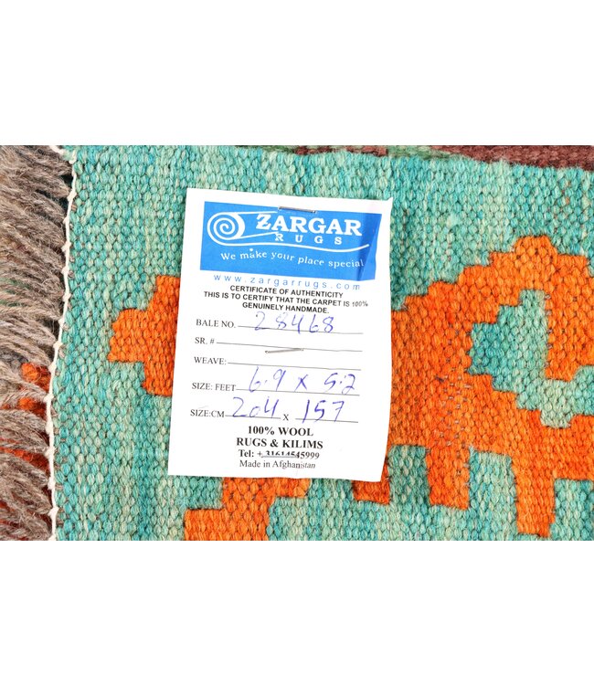 204x157 cm Handwoven Traditional Kelim Area Rug Wool Carpet