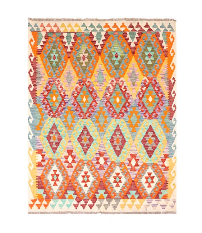 194x155 cm Handgewebter Traditioneller Kelim Teppich Woll