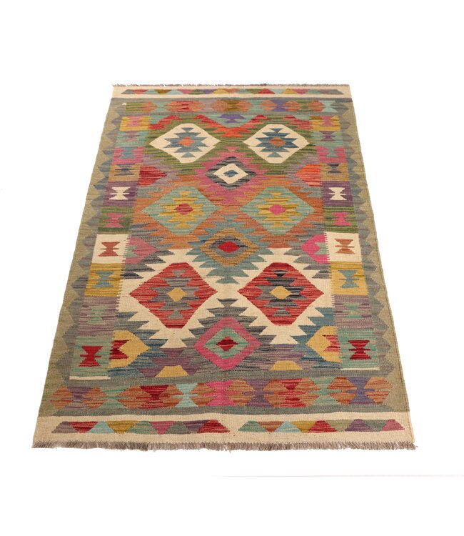 189x124 cm Handgewebter Traditioneller Kelim Teppich Woll