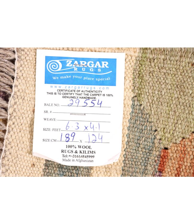 189x124 cm Handwoven Traditional Kelim Area Rug Wool Carpet