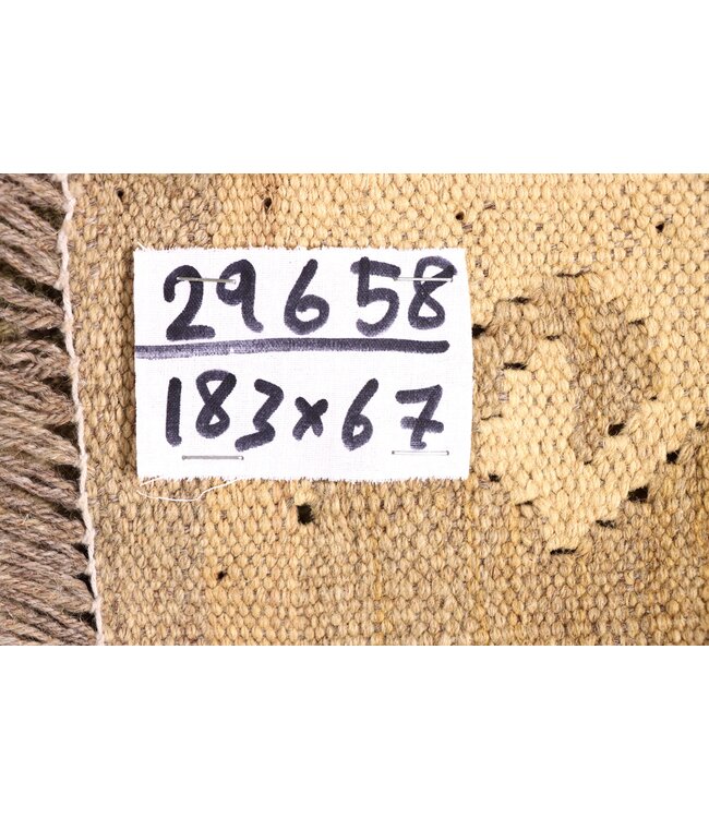 183x67 cm Handgeweven Kelim Loper  Wol  Vloerkleed Tapijt