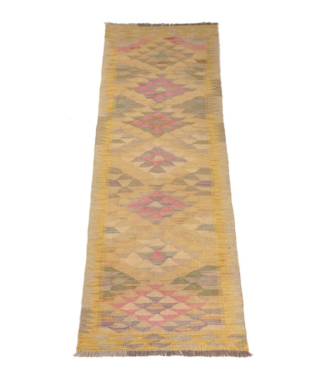 202x68 cm Handgewebter Kelim Läufer  Wollteppich