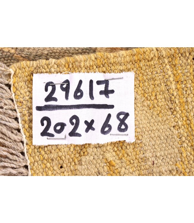 202x68 cm Handwoven Kelim Runner Wool Rug