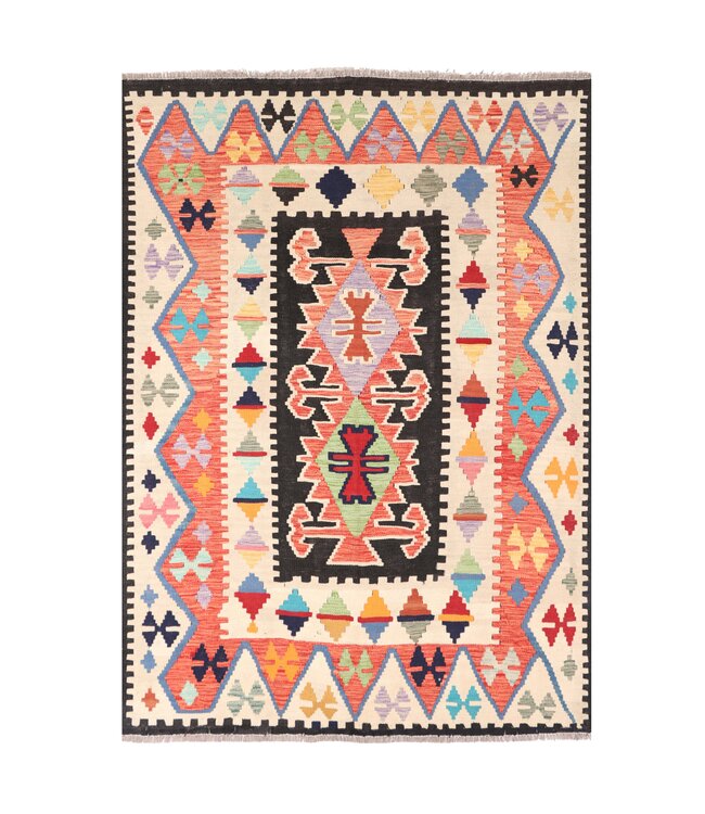 202x152 cm Handwoven Traditional Kelim Area Rug Wool Carpet