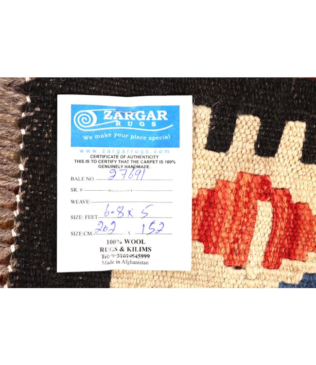 202x152 cm Handwoven Traditional Kelim Area Rug Wool Carpet