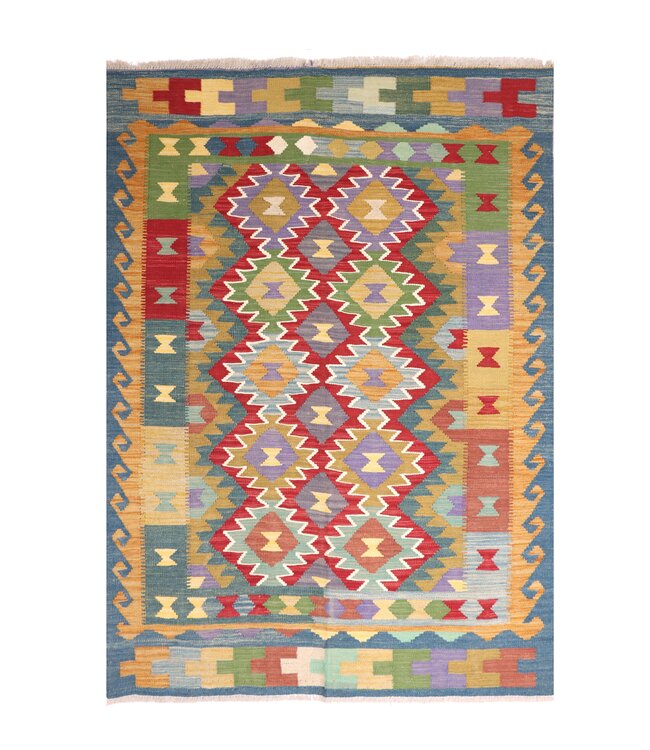 202x149 cm Handgewebter Traditioneller Kelim Teppich Woll