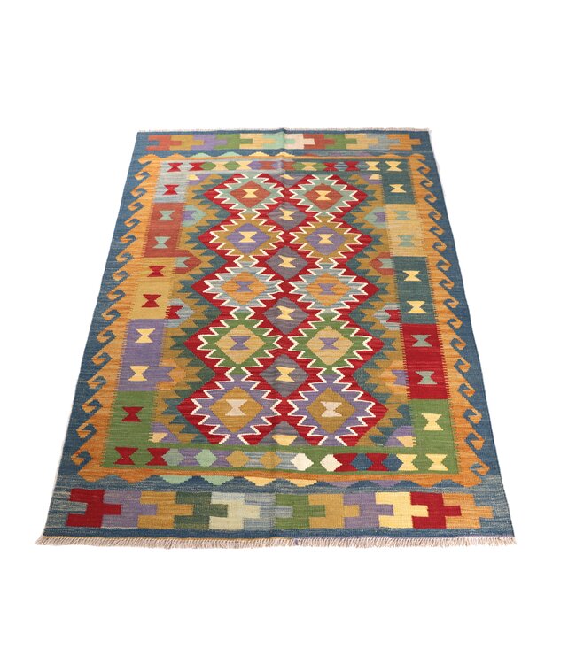 202x149 cm Handgewebter Traditioneller Kelim Teppich Woll