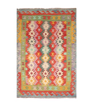 Kelimshop 207x150 cm Handgewebter Traditioneller Kelim Teppich Woll