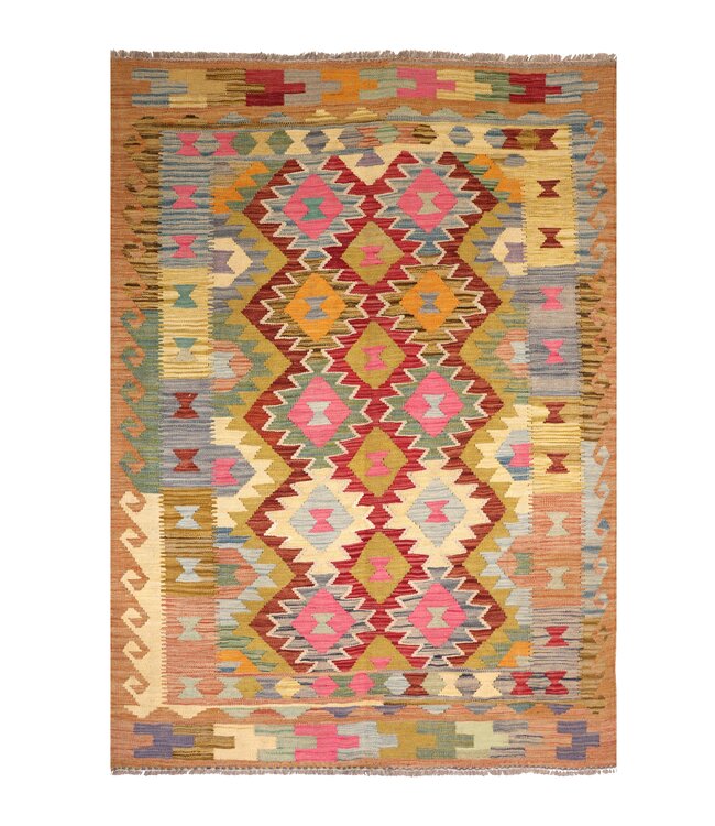 203x147 cm Handwoven Traditional Kelim Area Rug Wool Carpet