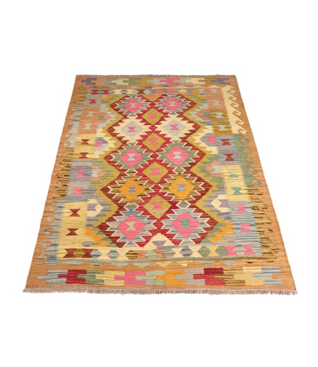 203x147 cm Handgeweven Traditionele Kelim Vloerkleed Wol Tapijt