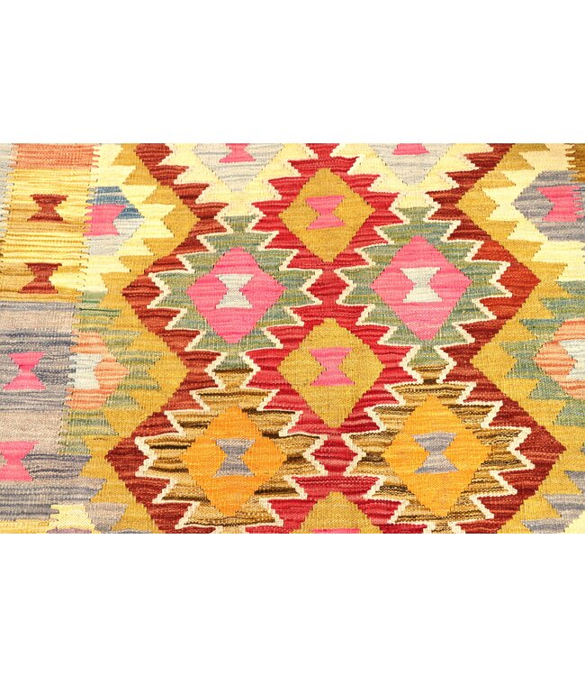 203x147 cm Handgeweven Traditionele Kelim Vloerkleed Wol Tapijt