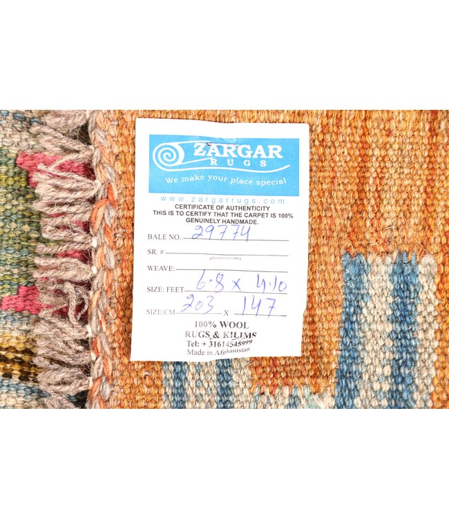 203x147 cm Handwoven Traditional Kelim Area Rug Wool Carpet