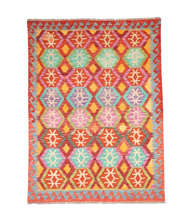 201x149 cm Handwoven Traditional Kelim Area Rug Wool Carpet