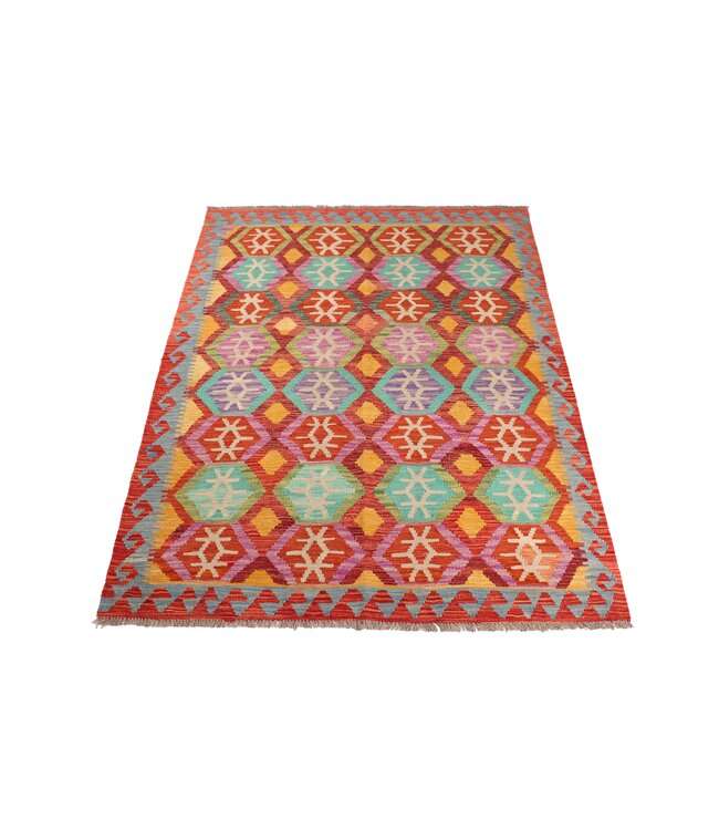 201x149 cm Handgewebter Traditioneller Kelim Teppich Woll