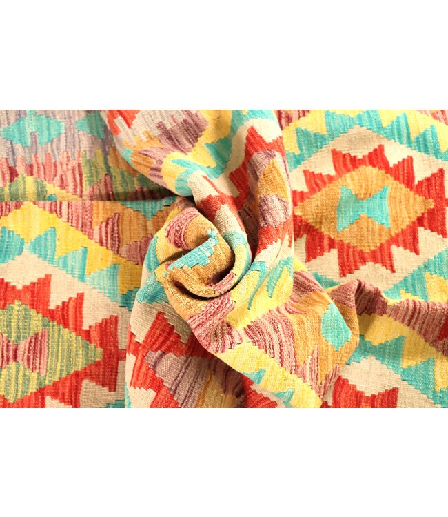 196x153 cm Handgewebter Traditioneller Kelim Teppich Woll