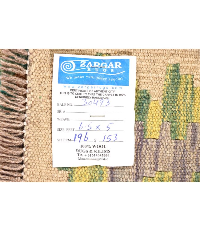 196x153 cm Handwoven Traditional Kelim Area Rug Wool Carpet