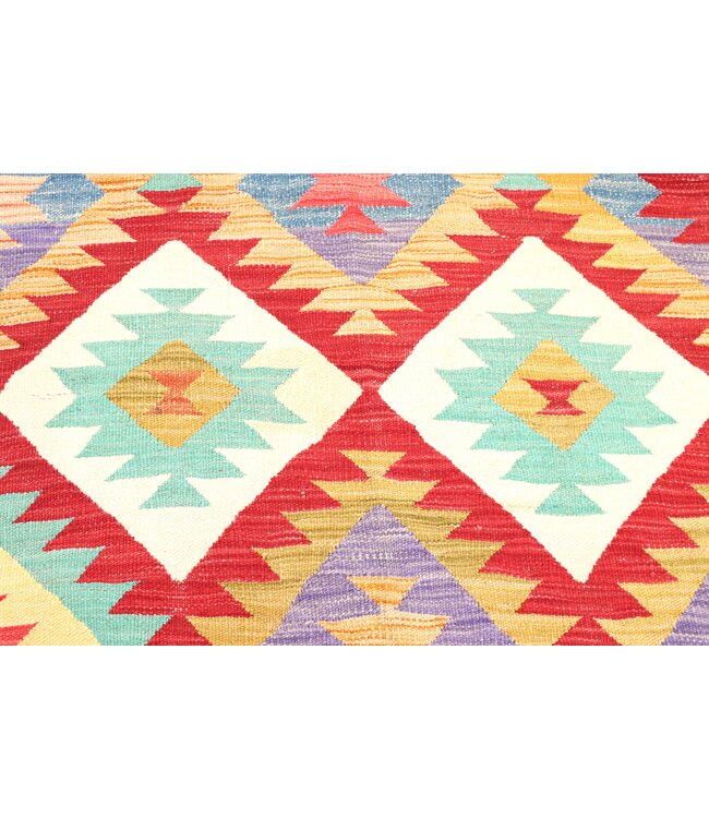 213x144 cm Handgeweven Traditionele Kelim Vloerkleed Wol Tapijt