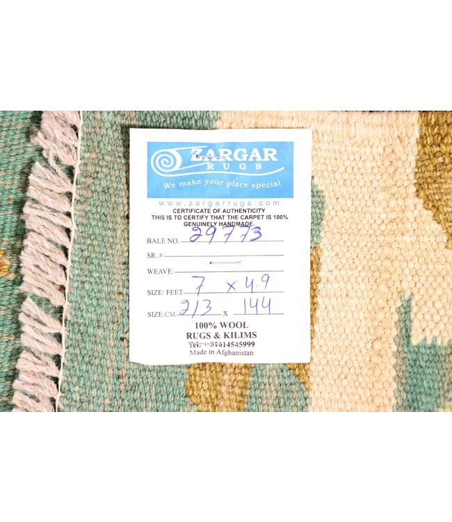 213x144 cm Handwoven Traditional Kelim Area Rug Wool Carpet