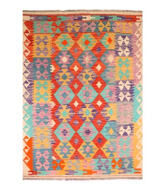 Kelimshop 207x152 cm Handgewebter Traditioneller Kelim Teppich Woll