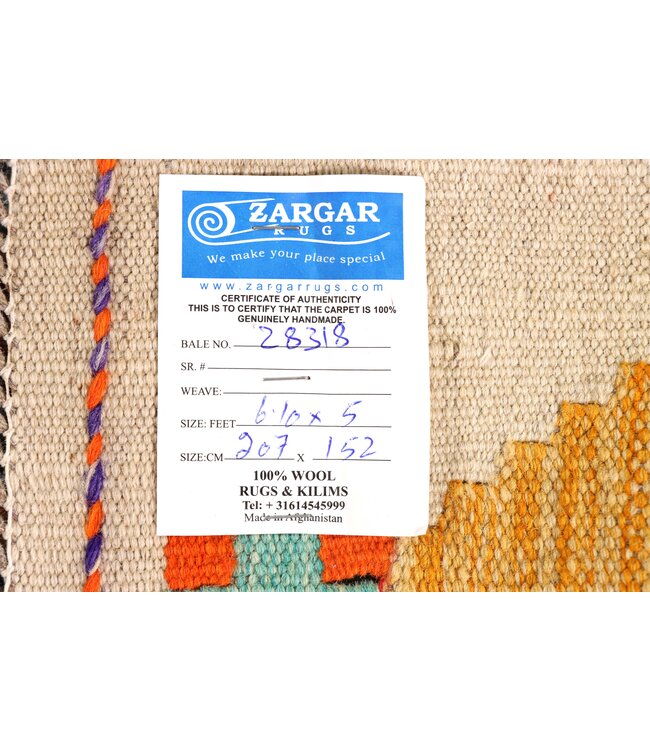 207x152 cm Handwoven Traditional Kelim Area Rug Wool Carpet