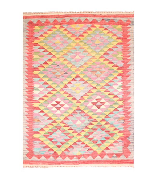 210x156 cm Handgewebter Traditioneller Kelim Teppich Woll