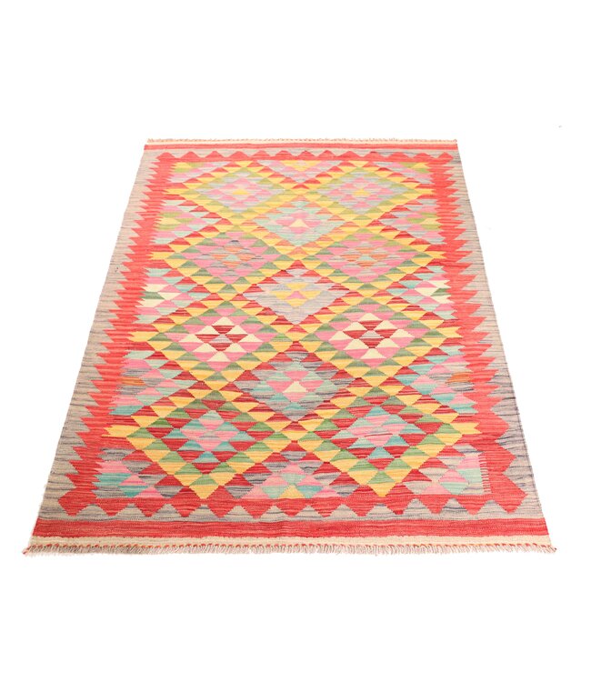 210x156 cm Handwoven Traditional Kelim Area Rug Wool Carpet