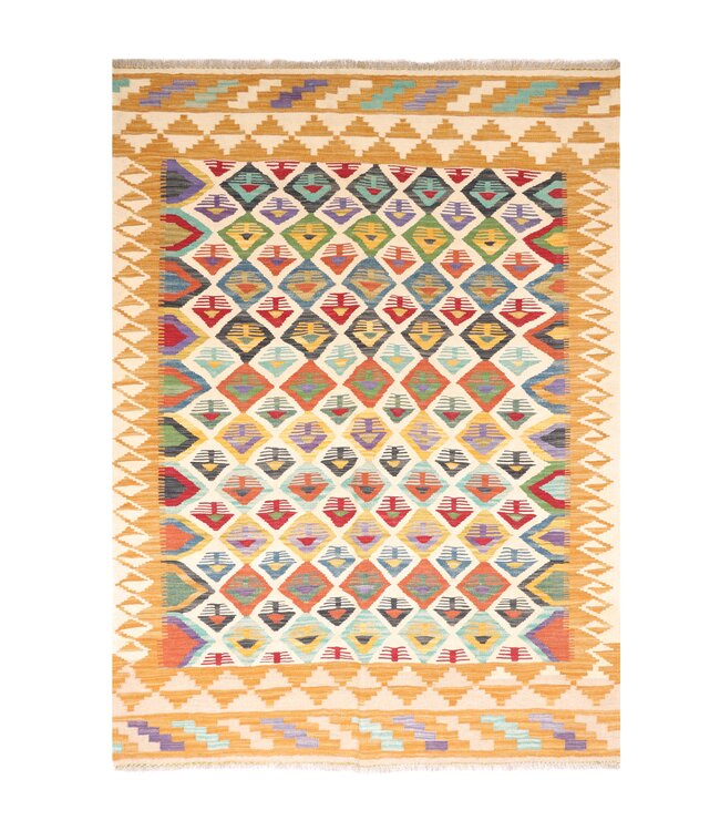 198x148 cm Handgewebter Traditioneller Kelim Teppich Woll