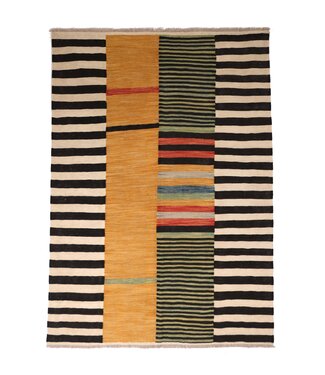 Kelimshop 205x147 cm Handwoven Modern Red Wool Kilim Rug Kelimshop 205x147 cm Handwoven Modern Red Wool Kilim Rug