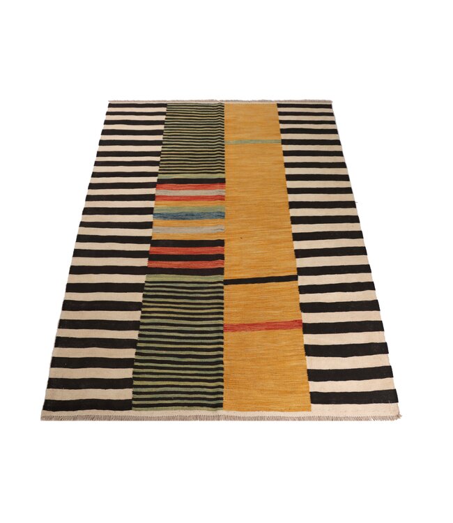 205x147 cm Handgewebter Moderner  Woll-Kelim-Teppich