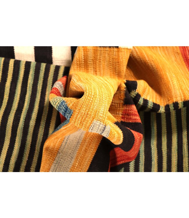 205x147 cm Handgewebter Moderner  Woll-Kelim-Teppich