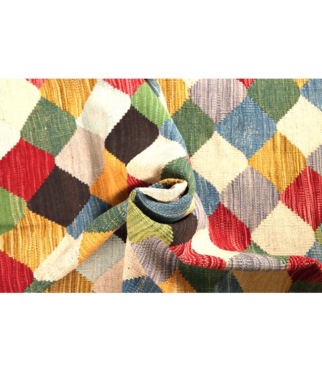 200x151 cm Handwoven Modern Red Wool Kilim Rug