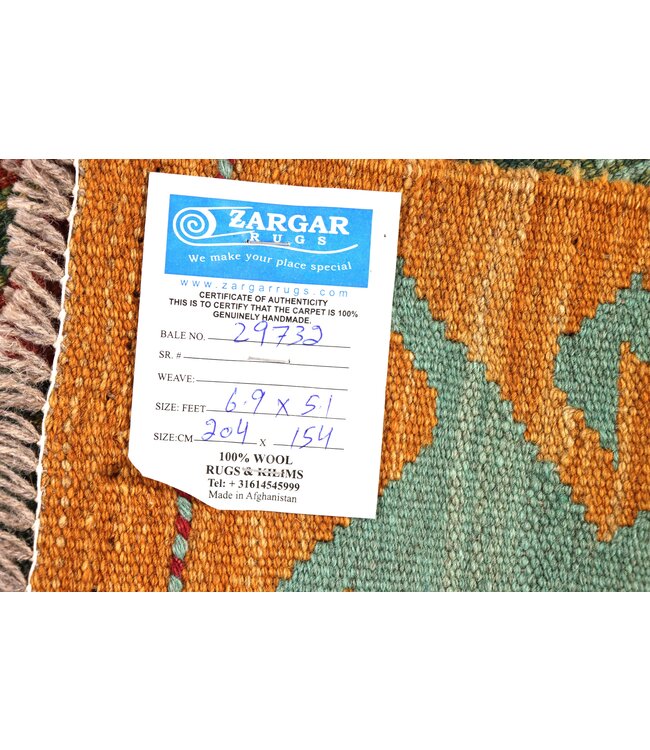 204x154 cm Handwoven Traditional Kelim Area Rug Wool Carpet