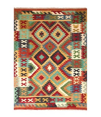 Kelimshop 203x150 cm Handgewebter Traditioneller Kelim Teppich Woll