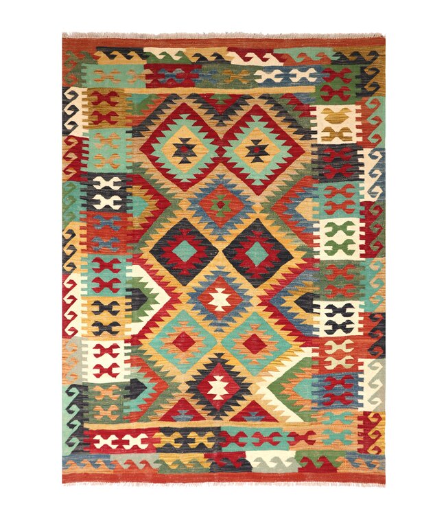 203x150 cm Handgewebter Traditioneller Kelim Teppich Woll