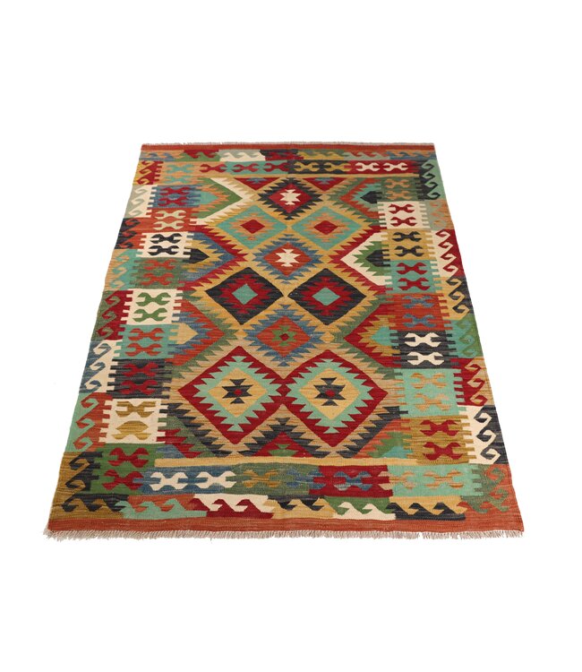 203x150 cm Handgeweven Traditionele Kelim Vloerkleed Wol Tapijt