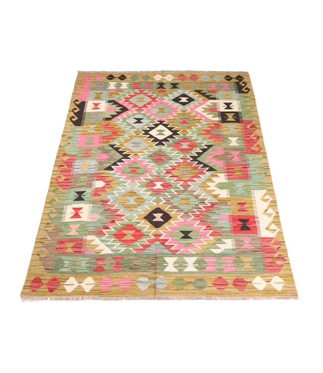 197x153 cm Handgewebter Traditioneller Kelim Teppich Woll