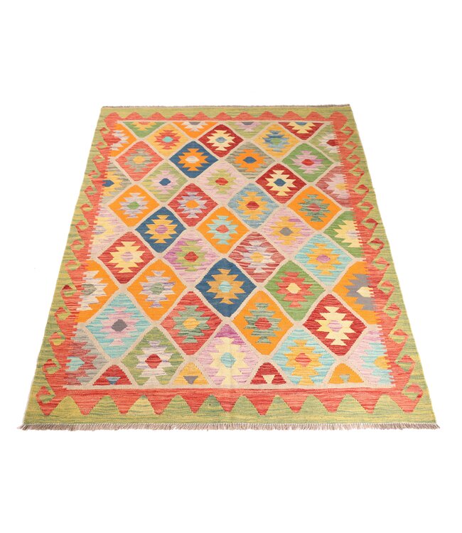 202x154 cm Handwoven Traditional Kelim Area Rug Wool Carpet