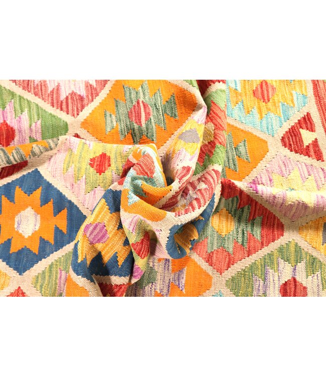 202x154 cm Handgeweven Traditionele Kelim Vloerkleed Wol Tapijt