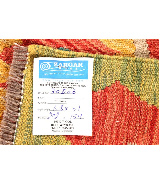 202x154 cm Handwoven Traditional Kelim Area Rug Wool Carpet