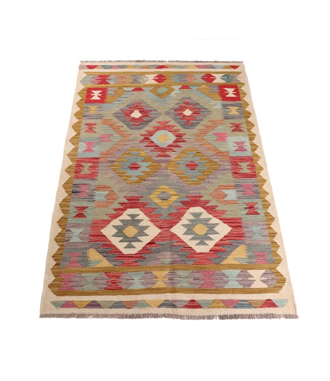 188x122 cm Handwoven Traditional Kelim Area Rug Wool Carpet