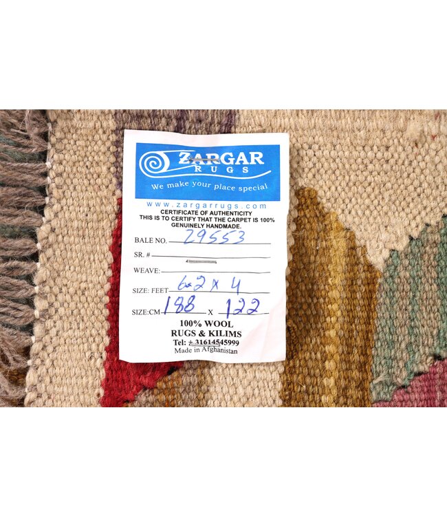188x122 cm Handwoven Traditional Kelim Area Rug Wool Carpet