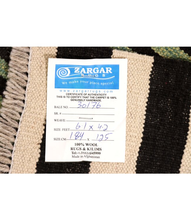 184x125 cm Handwoven Modern Red Wool Kilim Rug