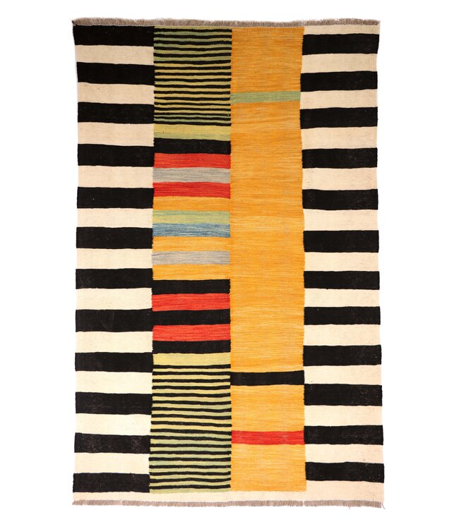 186x119 cm Handgewebter Moderner  Woll-Kelim-Teppich