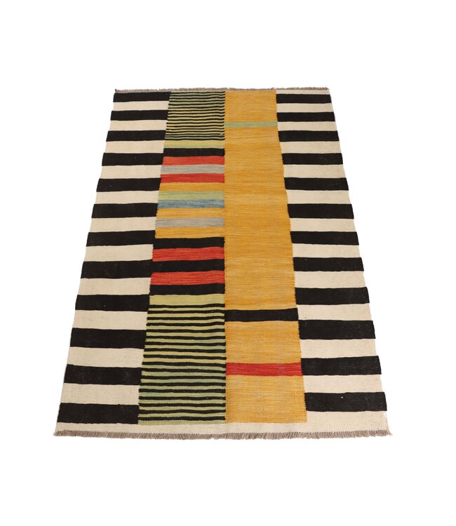 186x119 cm Handgewebter Moderner  Woll-Kelim-Teppich