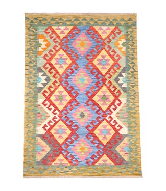 Kelimshop 184x123 cm Handgewebter Traditioneller Kelim Teppich Woll