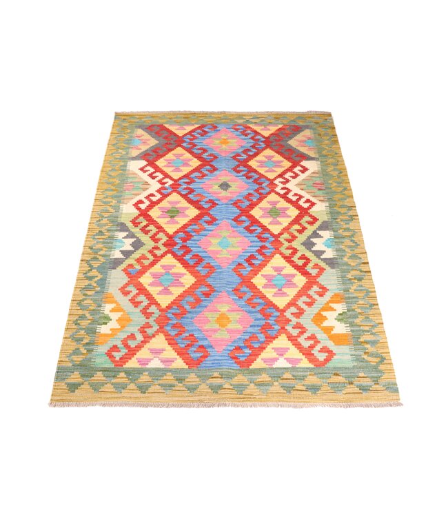 184x123 cm Handwoven Traditional Kelim Area Rug Wool Carpet