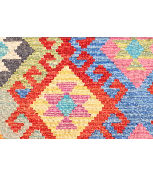 184x123 cm Handgeweven Traditionele Kelim Vloerkleed Wol Tapijt