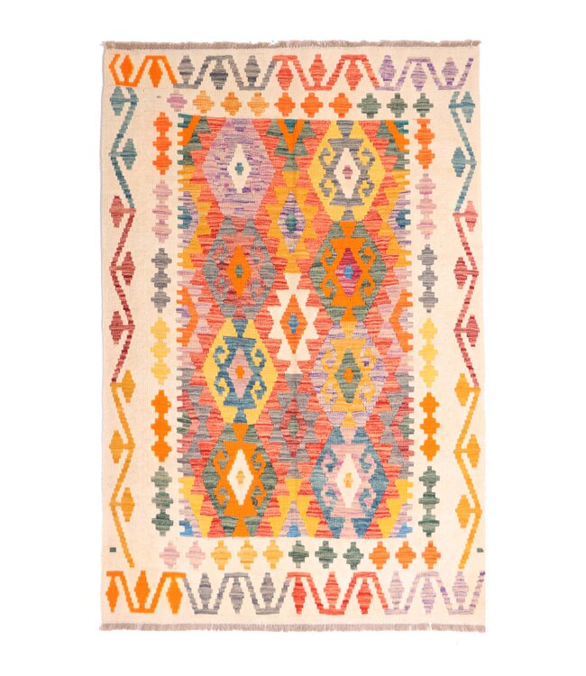 183x120 cm Handwoven Traditional Kelim Area Rug Wool Carpet